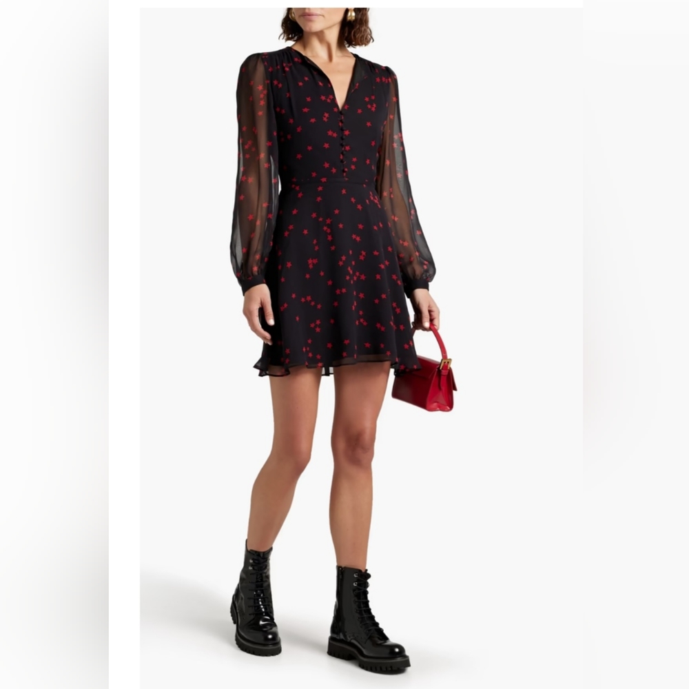 🔥 NWT EQUIPMENT FEMME DANETTE GATHERED PRINTED SILK-CHIFFON MINI DRESS